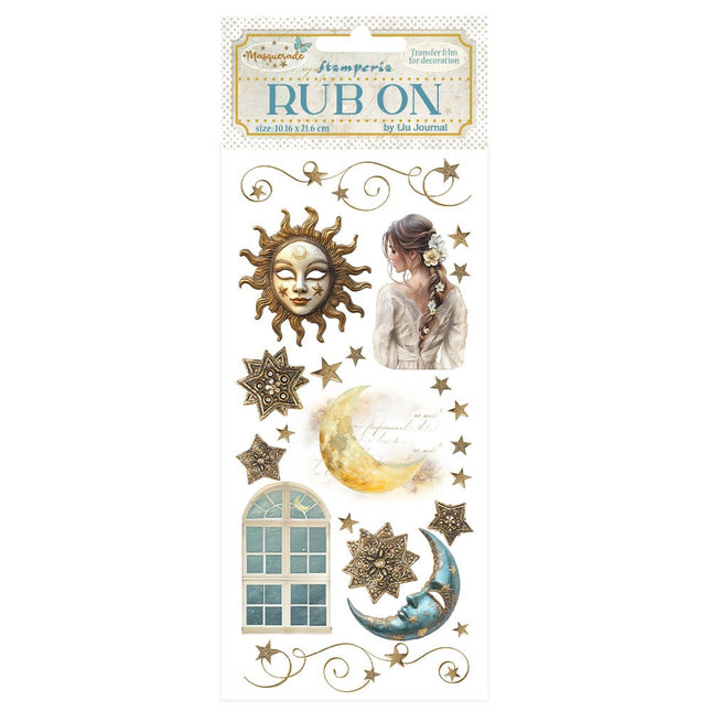 Rub-on cm 10,16x21,6 - Masquerade sun and moon