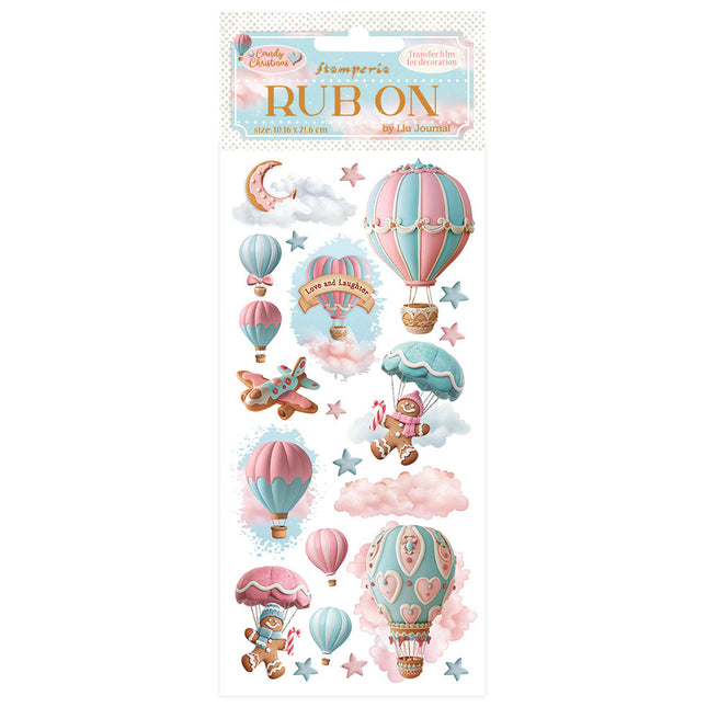 Rub-on cm 10,16x21,6 - Candy Christmas air balloons