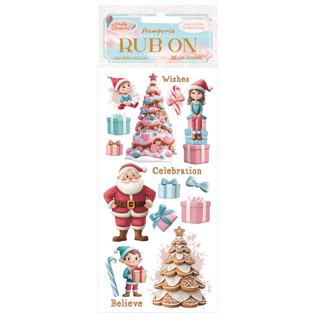 Rub-on cm 10,16x21,6 - Candy Christmas Santa Claus
