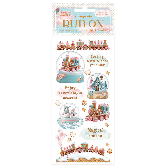 Rub-on cm 10,16x21,6 - Candy Christmas snowglobes