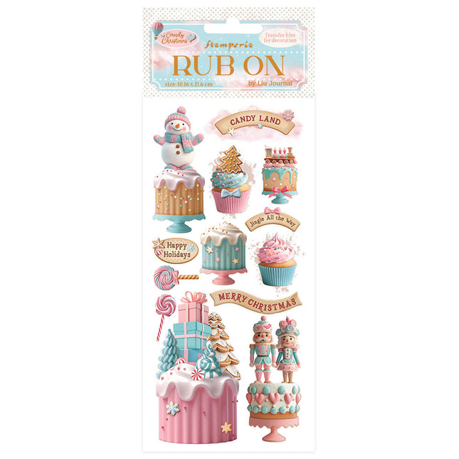 Rub-on cm 10,16x21,6 - Candy Christmas cakes