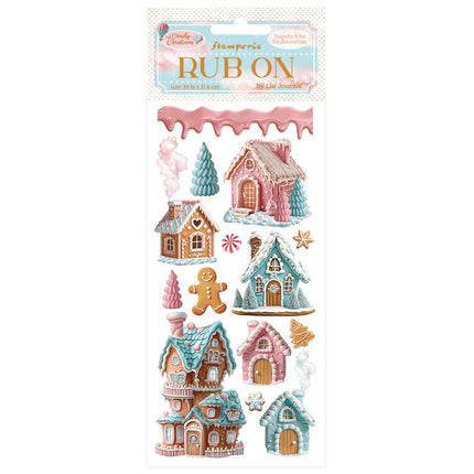 Rub-on cm 10,16x21,6 - Candy Christmas marzipan houses