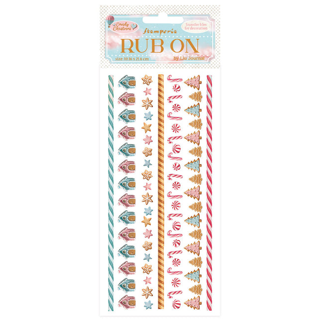 Rub-on cm 10,16x21,6 - Candy Christmas stripes