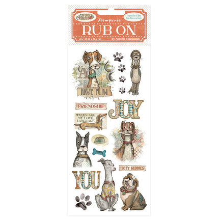 Rub-on cm 10,16x21,6 - Furry Friends dog