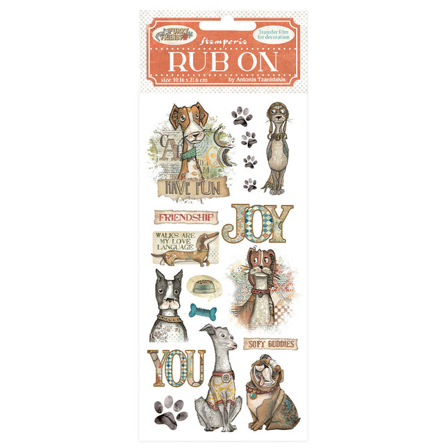 Rub-on cm 10,16x21,6 - Furry Friends dog