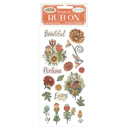 Rub-on cm 10,16x21,6 - Furry Friends flowers