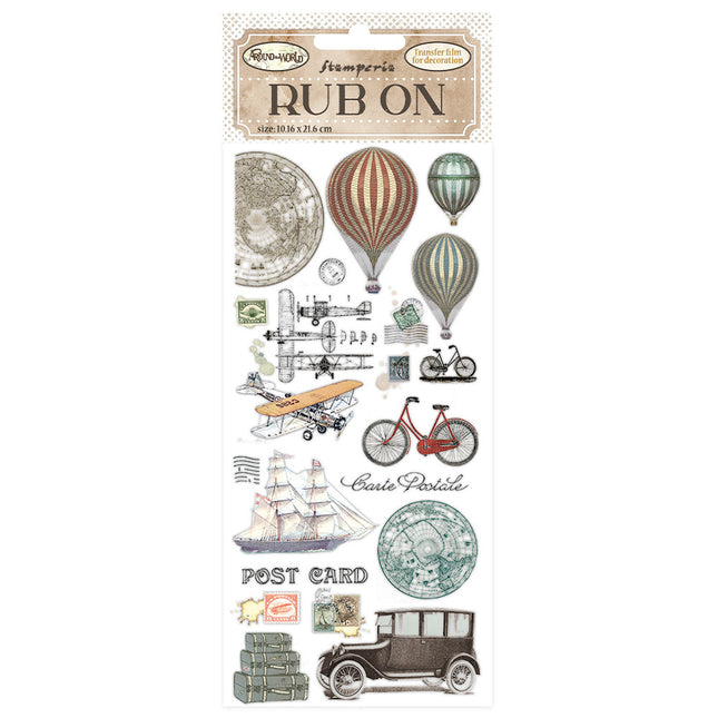 Rub-on cm 10,16x21,6 - Around the world balloons