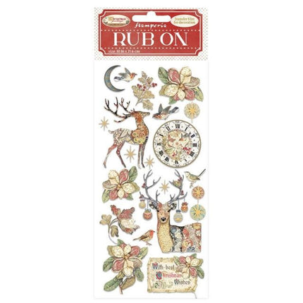 Rub-on cm 10,16x21,6 - Christmas Greetings deer