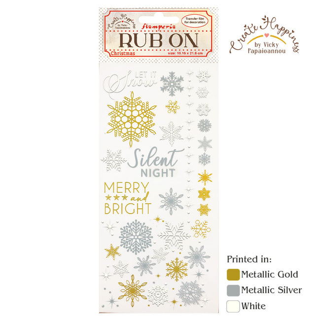 Rub-on cm 10,16x21,6 - Create Happiness Christmas snowflakes