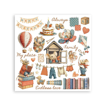Rub on kit cm 15,5x15,5 - 6 pages Family