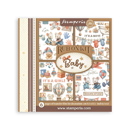 Rub on kit cm 15,5x15,5 - 6 pages Baby