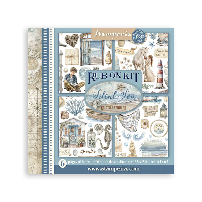 Rub on kit cm 15,5x15,5 - 6 pages Silent Sea