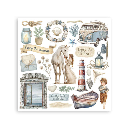 Rub on kit cm 15,5x15,5 - 6 pages Silent Sea