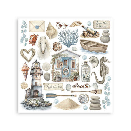 Rub on kit cm 15,5x15,5 - 6 pages Silent Sea