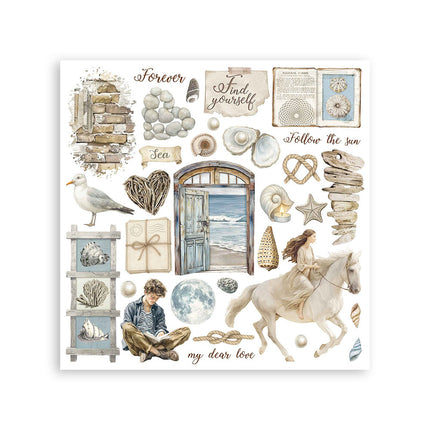 Rub on kit cm 15,5x15,5 - 6 pages Silent Sea