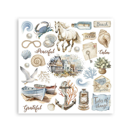 Rub on kit cm 15,5x15,5 - 6 pages Silent Sea