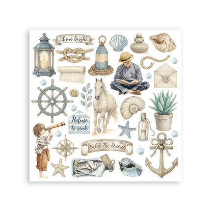 Rub on kit cm 15,5x15,5 - 6 pages Silent Sea
