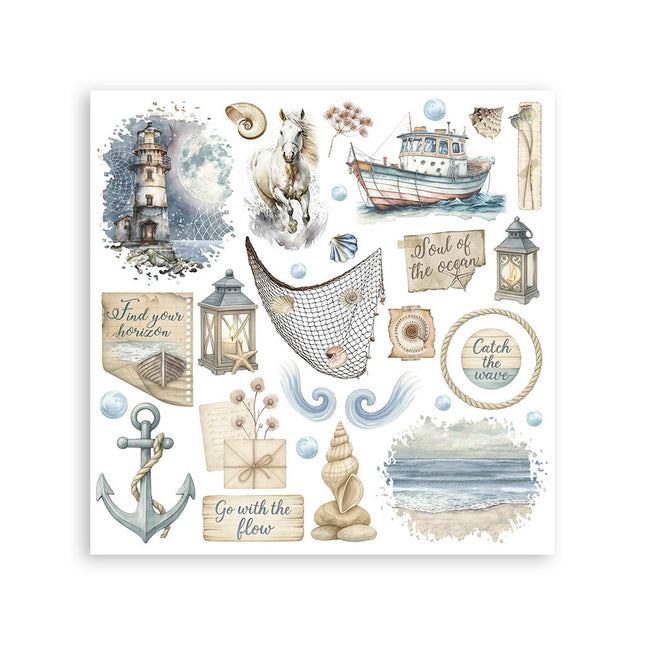 Rub on kit cm 15,5x15,5 - 6 pages Silent Sea