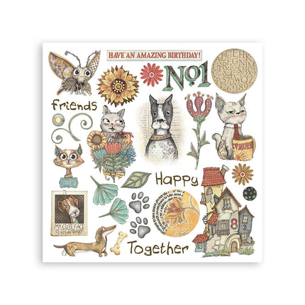 Rub on kit cm 15,5x15,5 - 6 pages Furry Friends