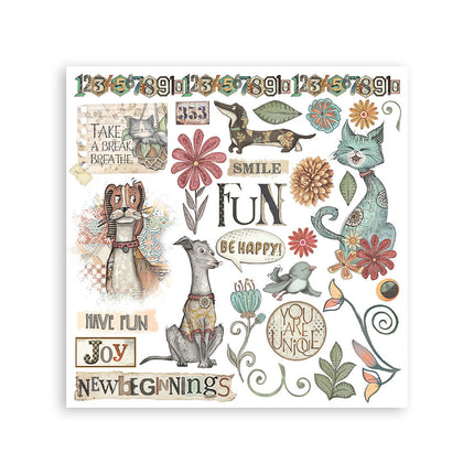 Rub on kit cm 15,5x15,5 - 6 pages Furry Friends