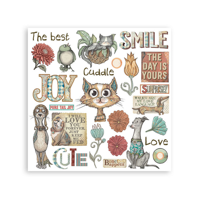 Rub on kit cm 15,5x15,5 - 6 pages Furry Friends