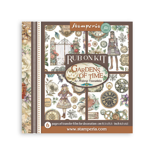 Printed Decorative Rub on kit for Art and Craft cm 15,5x15,5 - Gardens of Time