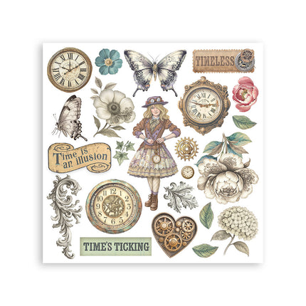 Printed Decorative Rub on kit for Art and Craft cm 15,5x15,5 - Gardens of Time