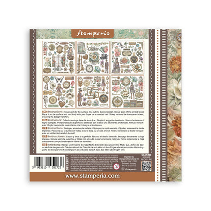 Printed Decorative Rub on kit for Art and Craft cm 15,5x15,5 - Gardens of Time