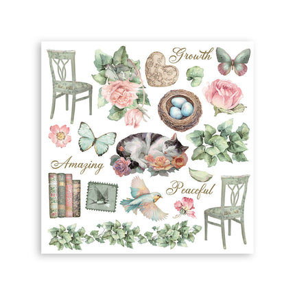 Printed Decorative Rub on kit for Art and Craft cm 15,5x15,5 - House of Roses