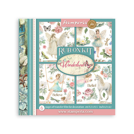 Printed Decorative Rub on kit for Art and Craft cm 15,5x15,5 - Wonderland
