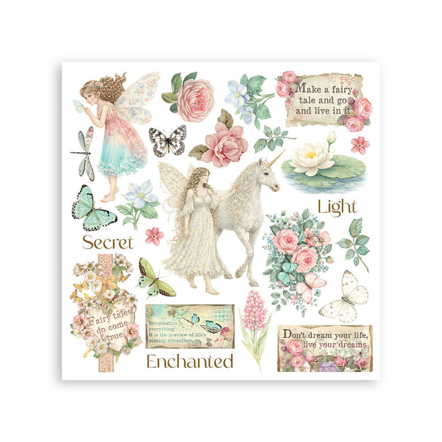 Printed Decorative Rub on kit for Art and Craft cm 15,5x15,5 - Wonderland