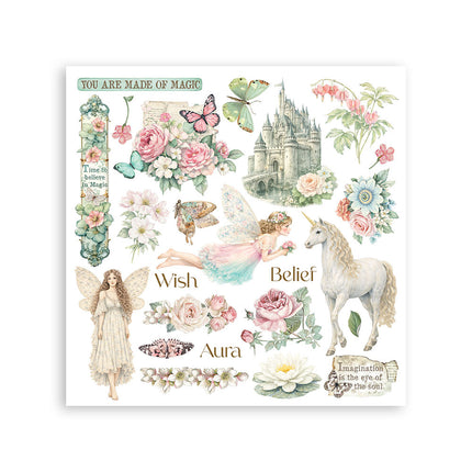 Printed Decorative Rub on kit for Art and Craft cm 15,5x15,5 - Wonderland