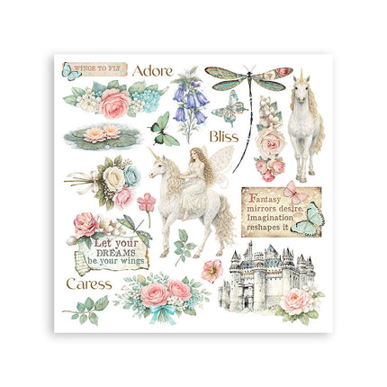 Printed Decorative Rub on kit for Art and Craft cm 15,5x15,5 - Wonderland
