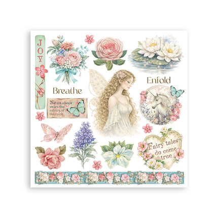 Printed Decorative Rub on kit for Art and Craft cm 15,5x15,5 - Wonderland