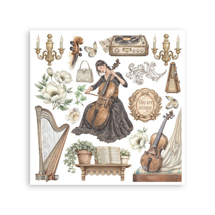 Printed Decorative Rub on kit for Art and Craft cm 15,5x15,5 - Symphony
