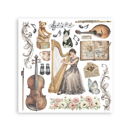 Printed Decorative Rub on kit for Art and Craft cm 15,5x15,5 - Symphony