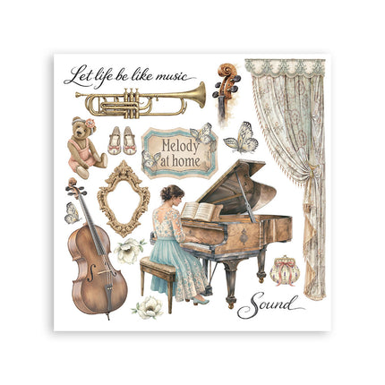 Printed Decorative Rub on kit for Art and Craft cm 15,5x15,5 - Symphony
