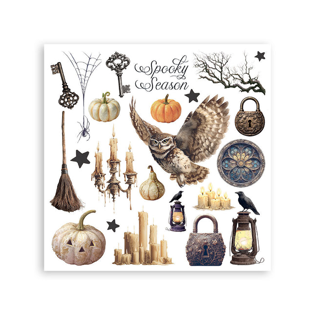 Printed Decorative Rub on kit for Art and Craft cm 15,5x15,5 - Halloween