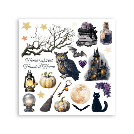 Printed Decorative Rub on kit for Art and Craft cm 15,5x15,5 - Halloween
