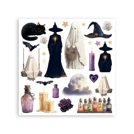 Printed Decorative Rub on kit for Art and Craft cm 15,5x15,5 - Halloween