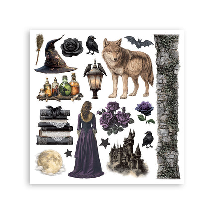 Printed Decorative Rub on kit for Art and Craft cm 15,5x15,5 - Halloween