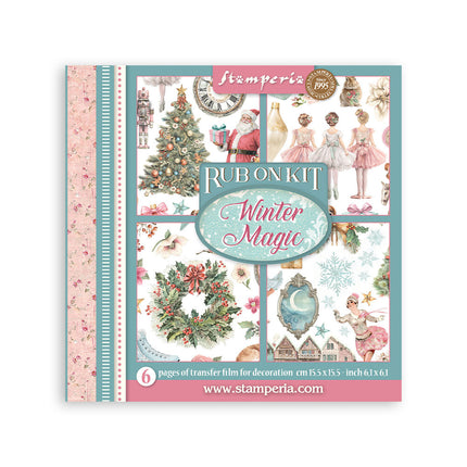 Printed Decorative Rub on kit for Art and Craft cm 15,5x15,5 - Winter Magic