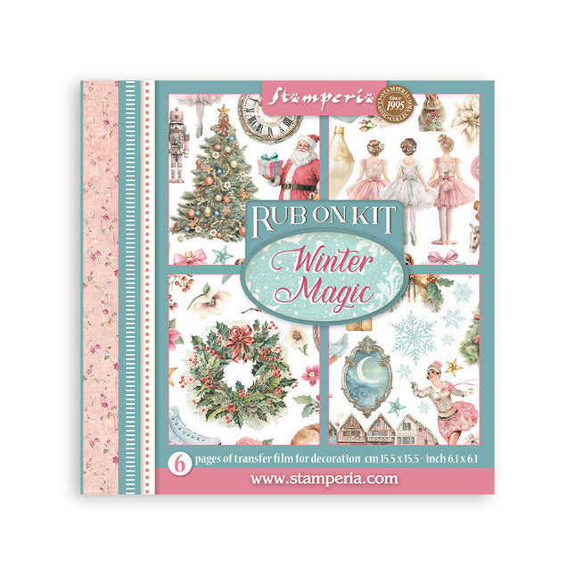 Printed Decorative Rub on kit for Art and Craft cm 15,5x15,5 - Winter Magic