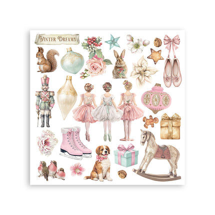 Printed Decorative Rub on kit for Art and Craft cm 15,5x15,5 - Winter Magic