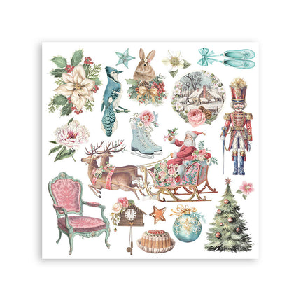Printed Decorative Rub on kit for Art and Craft cm 15,5x15,5 - Winter Magic