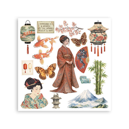 Printed Decorative Rub on kit for Art and Craft cm 15,5x15,5 - Oriental Garden