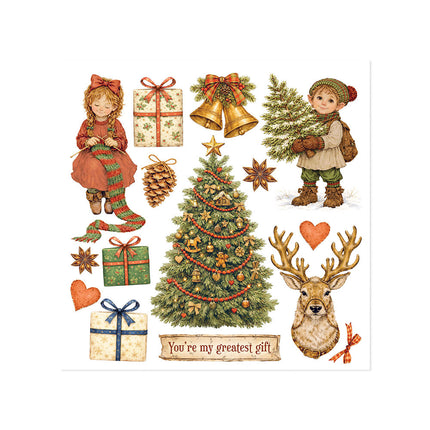 Printed Decorative Rub on kit for Art and Craft cm 15,5x15,5 - Silent Night