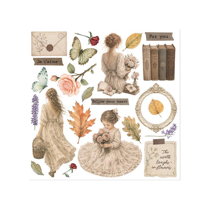 Printed Decorative Rub on kit for Art and Craft cm 15,5x15,5 - Flowers and Poems