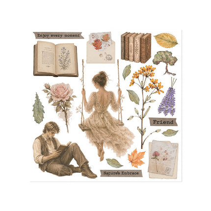 Printed Decorative Rub on kit for Art and Craft cm 15,5x15,5 - Flowers and Poems