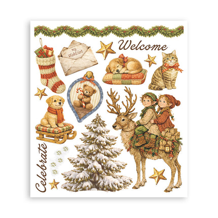 Printed Decorative Rub on selection for Art and Craft cm 20,5x23 - Silent Night